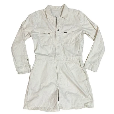Mono Lee Vintage Moderno Blanco Algodón Manga Larga Pantalones Cortos Mameluco Talla Mediana Foto 1 de 4
