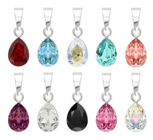 Sterling Silver Pendants made with 4320 Pear 10mm 14mm Primero® Crystals - Picture 1 of 14