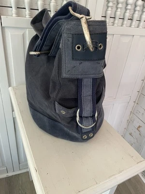 Lucky Brand Mujer Talla Mediana Azul Cuero y Algodón Cremallera Bolso de Mano Ajustable Foto 1 de 4