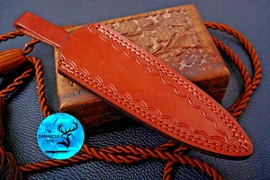 FUNDA DE CUERO DE VACA PURO HECHA A MANO DOBLE PUNTADA PARA CUCHILLO DE HOJA FIJA-1306 - Imagen 1 de 5