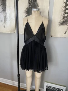 Indah Black Chiffon And Leather Dress Janelle 88 Nwt - Picture 1 of 7