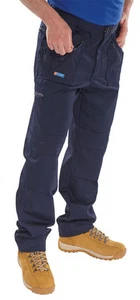 Navy Action Combat Cargo Trousers Work Wear 7 Zip Workwear Pant Unisex Black - Picture 1 of 4
