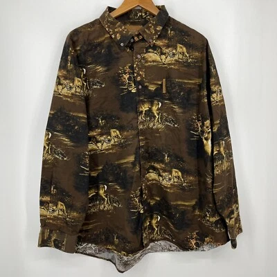 Magellan Long Sleeve Button Shirt Men's 2XL Brown Deer Animal Print Hunting - Image 1 of 4