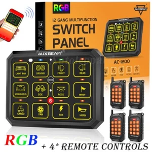Panel de interruptor de marcha AUXBEAM 12 RGB palanca/momentáneo/pulsado con APP + 4 * controles remotos - Imagen 1 de 12