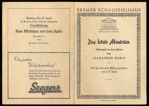 MARAI★DAS LETZTE ABENTEUER★Bremer Schauspielhaus 1942/43★Engels★Tannert★Björnson - Bild 1 von 2