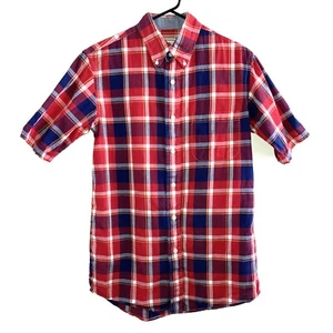 Pendleton Surf Shirt Madras Red Blue Plaid Mens size S worn once! - 531 - Picture 1 of 4