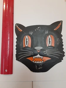 Old Vintage Halloween Cardboard Diecut Die Cut Out Black Cat Beistle 1960-70s b - Picture 1 of 12