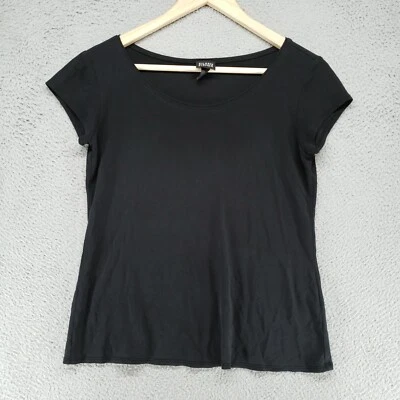 Eileen Fisher Shirt Womens XS Black Short Cap Sleeve Tunic Top Rayon Stretch - Image 1 of 4