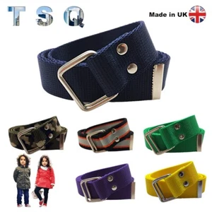 TSQ Kids Webbing Trouser Belt 1-12yrs 68-88cm Rectangles ADJ Strap Boys Girls UK - Picture 1 of 38