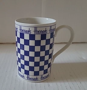 Harrods Knightsbridge Blue and White Check/Chequered Mug - Picture 1 of 7