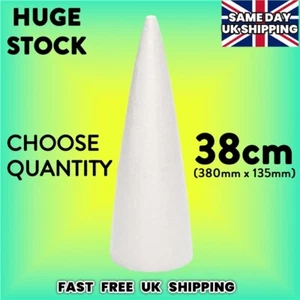 XL 38cm tall Polystyrene Cones CHOOSE QUANTITY craft sugarcraft sweet trees - Picture 1 of 2