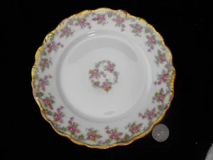 LIMOGES FRANCE ELITE  WORKS ROSE BRIDAL 7.5"  LUNCHEON / SALAD PLATE HEAVY GOLD - Picture 1 of 2