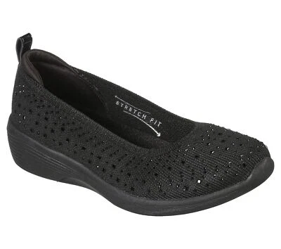 Womens Skechers Arya Gleam It Up Slip On 104103/BBK Black/Black Size UK 2 to 7