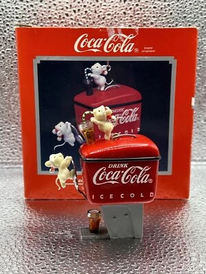 Have a Coke and a Smile 1990 Coca Cola Christmas Ornament Enesco 2nd Series mice - Image 1 of 4