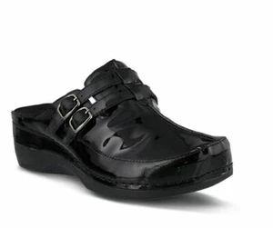 5.5-6" Spring Step Women's Happy Mule Black Genuine Leather Party Fashion Shoes - Picture 1 of 4