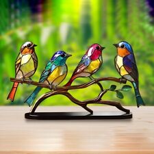Stained Birds on Branch Desktop Ornaments  Sided AcrylicFlatness Table Art5509