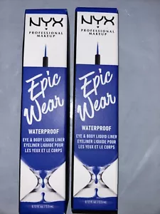 NYX Epic Wear Impermeable Ojos Cuerpo Mate Líquido Delineador EWSPLL05 Zafiro Lote de 2 - Imagen 1 de 2