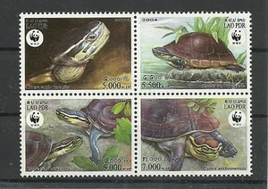 d886 WWF 2004-Schildkröten/ Laos MiNr 1927/30 ** Viererblock - Imagen 1 de 1
