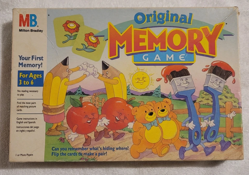 Original Memory Game 1990 Milton Bradley Ages 3-6 Complete 72 Pieces - Image 1 of 4