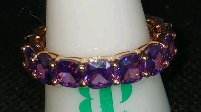 RBP7169 Llegando con Estilo - Circonita Cúbica Amatista Genuina Sobre Oro Rosa Talla 10 Foto 1 de 4