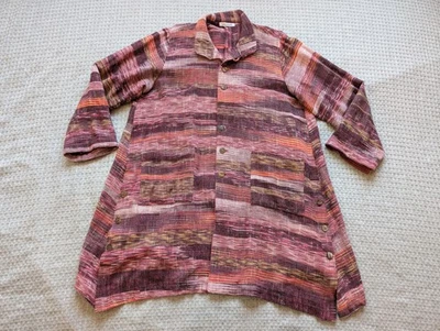 Chaqueta Larga Yasuko Kurisaka Mujer 35 Rosa Rojo Tejida Arte Para Usar Abrigo Boho Foto 1 de 4