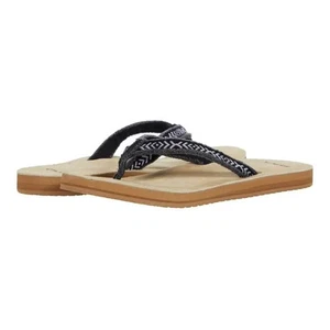Women's Sanuk Fraidy Tribal Flip-Flop Black White Size 11 New With Tag Original - Picture 1 of 5