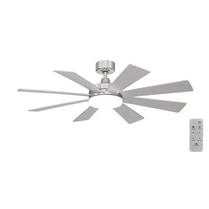 Bayla 52 in. Indoor Brushed Nickel Windmill Ceiling Fan with Adjustable White In - Picture 1 of 8