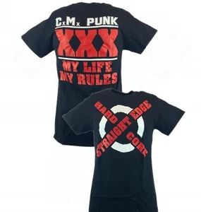 CM Punk Straight Edge Hardcore My Life Rules Mens T-shirt - Picture 1 of 5