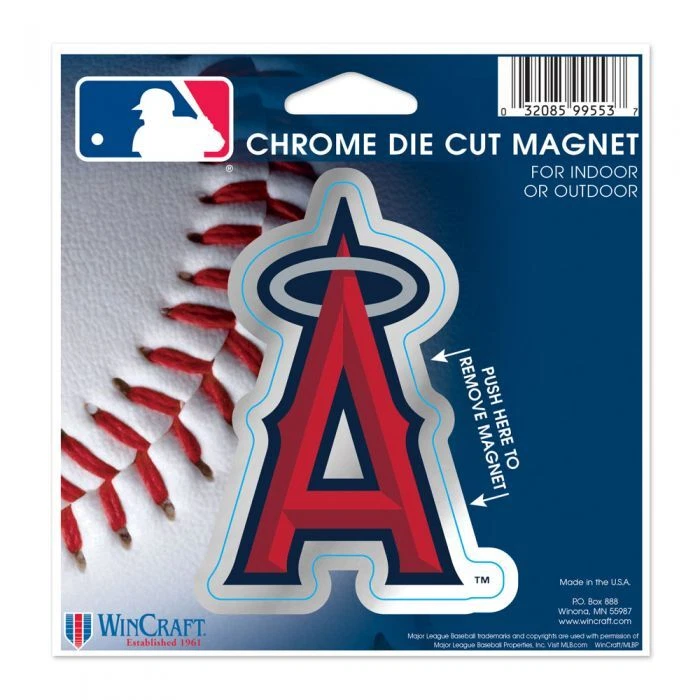 LOS ANGELES ANGELS CHROME DIE-CUT LOGO MAGNET 4" INDOOR OUTDOOR MLB LICENSED - Image 1 of 1