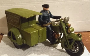 PARCEL POST CYCLE  CAST IRON NICE COLLECTIBLE MOTORCYCLE RIDER - Picture 1 of 5