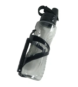 Bicycle Bottle Cage & 17.5 fl oz Clear Sports Water Bottle with Black Loop Cap - Picture 1 of 12