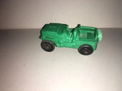 Vintage Auburn Rubber Plastic Green Military Jeep 654 USA Damaged - Image 1 of 4