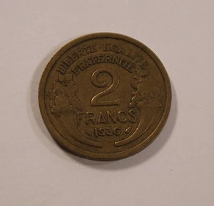 2 Franc France France 1936 Commerce Industrial Coin - Picture 1 of 2