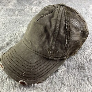 True Religion Hat Cap Mens Adjustable Brown Distressed Mesh Grunge Alt Y2k - Picture 1 of 10