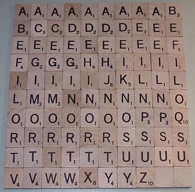 100 Wooden Genuine Scrabble Letters Tiles 2008 Complete Set Arts Crafts Jewelry - Image 1 of 4