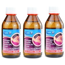 Care Hydrogen Peroxide 9% Solution 30 vols - TRIPLE PACK - 3 x 200ml FREE P&P
