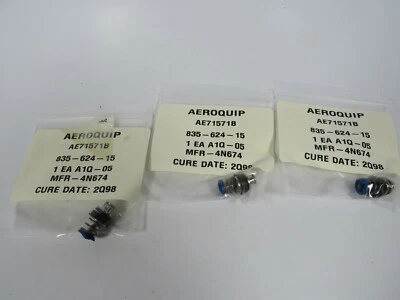 (3 NUEVO) Aeroquip Fitting Desconexión Rápida E/S PCB Placa Fría 835-624-15  Foto 1 de 4