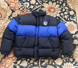 Vintage 90s RALPH LAUREN Polo Sport Down Puffer Jacket Black Blue Mens L - Picture 1 of 6