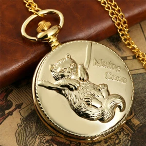 Creative Animal Dog Cat Full Hunter Cover Unisex Quartz Analog Pocket Watches - Bild 1 von 22