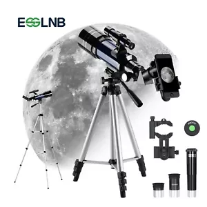 70mm Lens Telescope Adjustable Tripod Mobile Holder 3X Barlow for Moon Watching - Picture 1 of 10