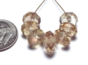 7 pcs OREGON SUNSTONE 9-10mm Faceted Rondelle Beads AAA NATURAL /L9 - Picture 1 of 3