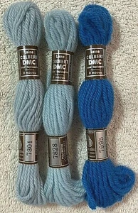 DMC Laine Colbert Tapestry Needlepoint Wool 3 Skeins Shades of Blue - Picture 1 of 4