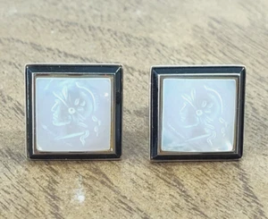 Vtg Swank Mid Century Large Cuff Links Conquistador Cameo Gold Tone - Picture 1 of 5
