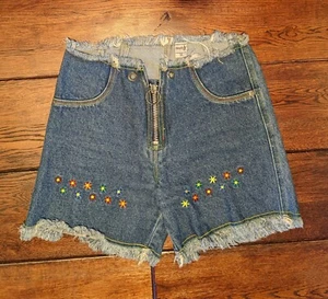 Skaid pantaloncino donna vintage denim taglia US 10/12 euro 30 disegno ricamato - Foto 1 di 7