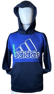 Adidas Boys Size XL 18/20 B Royal Blue Youth Fleece Hoodie Pull Over Athleisure - Picture 1 of 12