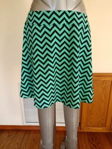 NWT Francesca's Chevron skirt Aquablue and Dark Blue Skirt - Picture 1 of 7