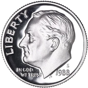 1988 S Roosevelt Dime Clad Proof Coin Pulled From Mint Proof Sets - Picture 1 of 4