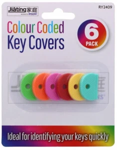 Key covers Colour Coded Covers 6 X Key Cap covers Tag Keyring colours Key ID Top - Picture 1 of 2