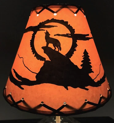 BBL Coyote Wolf LAMP SHADE Clip-On Bulb Style Rustic Country Cottage Cabin 9 inch