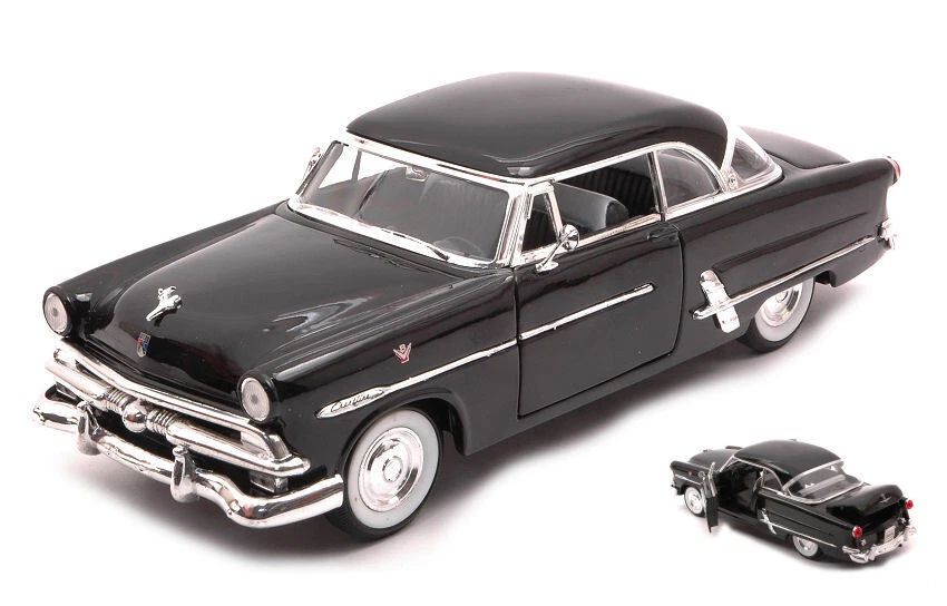 MODELLINO AUTO STATICO WELLY FORD CRESTLINE VICTORIA 1953 NERO SCALA 1:24-27 - Immagine 1 di 1